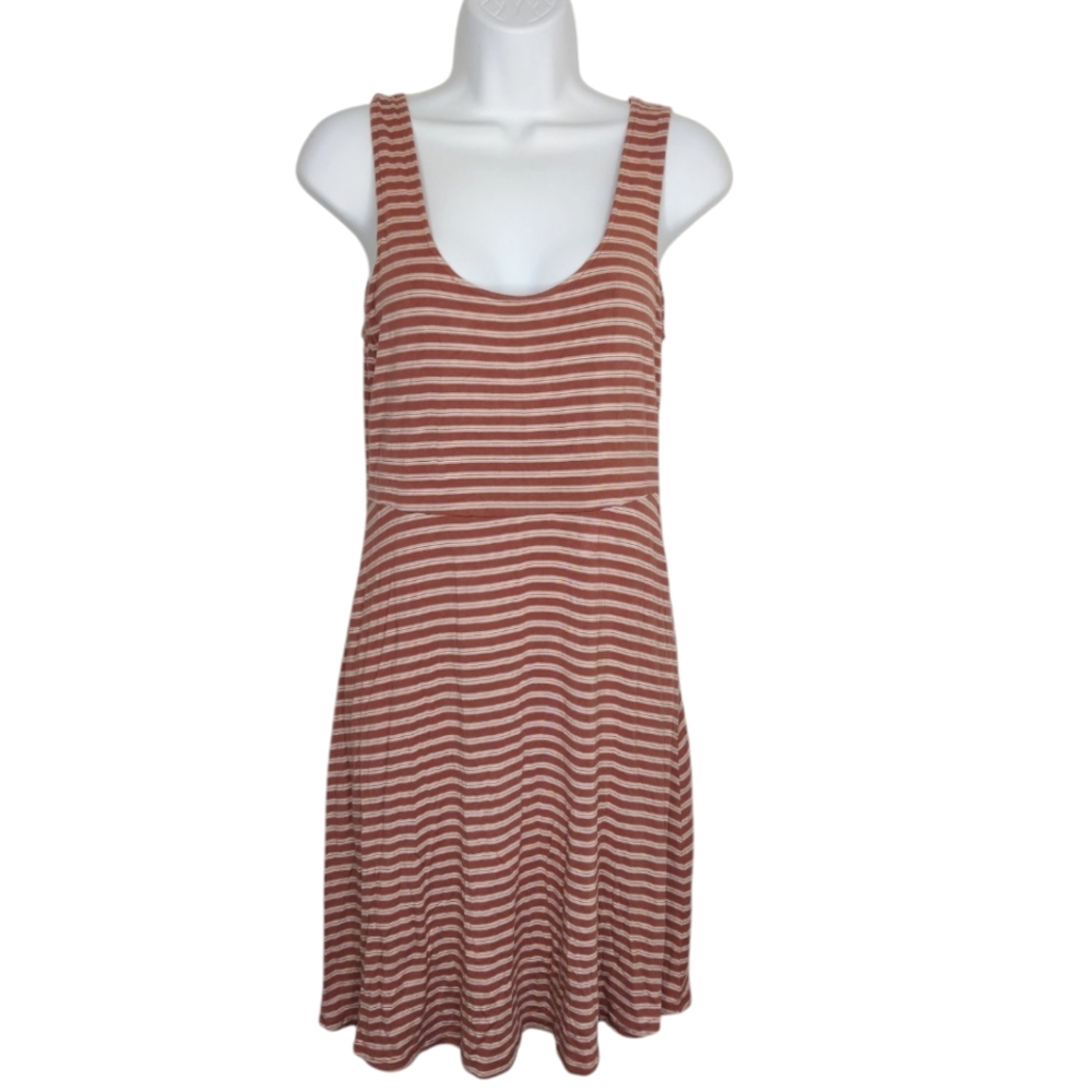 American Eagle Skater Dress Women's Size Small Dark Red Stripes